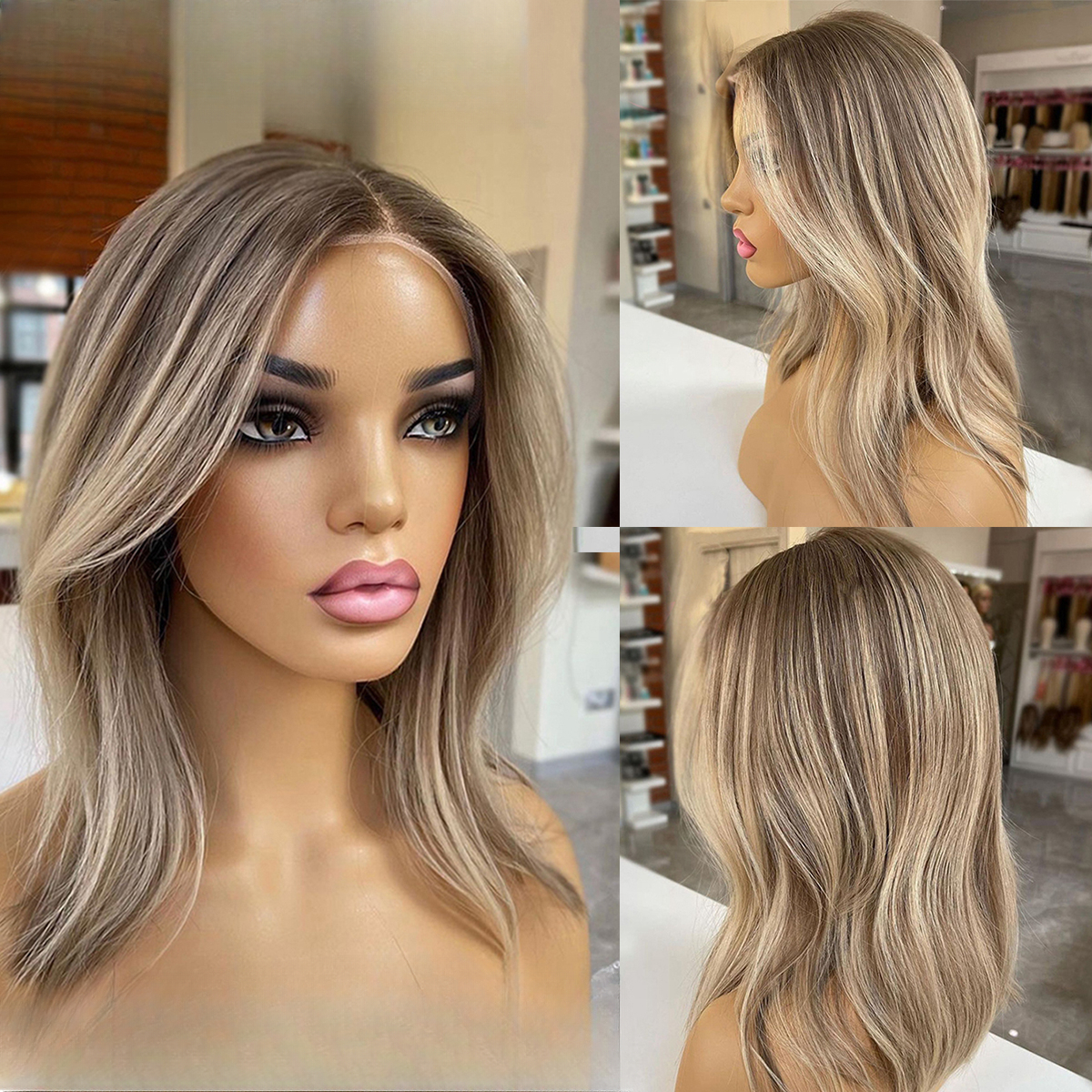 New Ash Blonde Colored Lace Front Wigs for Women Wave Brazilian Simulation Human Hair Wig Preplucked HD Transparent Lace Frontal Wig