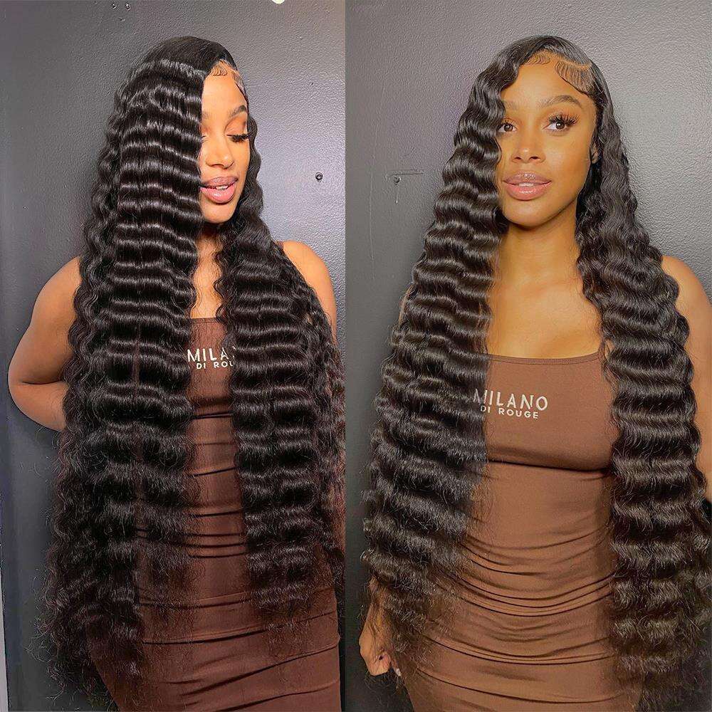Loose Deep Wave Wig x HD Transparent Curly Lace Front Human Hair Wigs For Women Water Frontal
