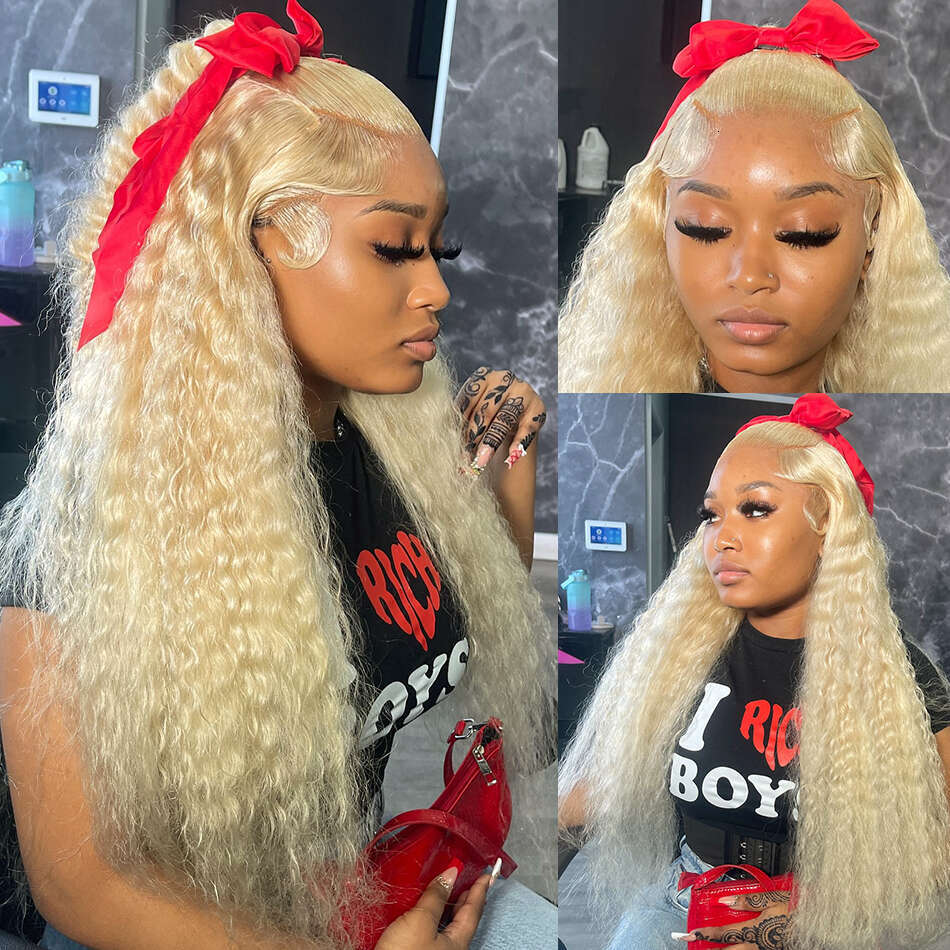 Rosabeauty Inch Curly Honey Blonde Lace Front Wig Human Hair Color Loose Deep Wave x HD Water Frontal