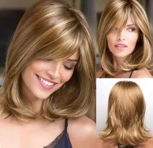 Silver wig grey Umbre womens wig with curtain bangs synthetic highlights grey bob short hair silver multi-layer wig M241028