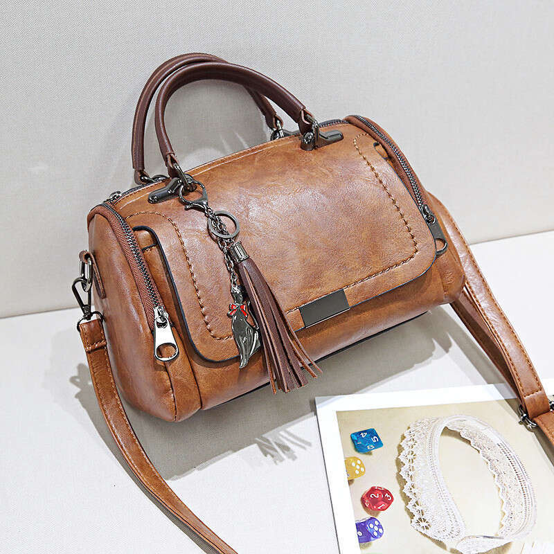 Decor Tassel Handbag, Women's Large Capacity Shoulder Bag, Fashion Zipper Crossbody Bag With Removable Strap