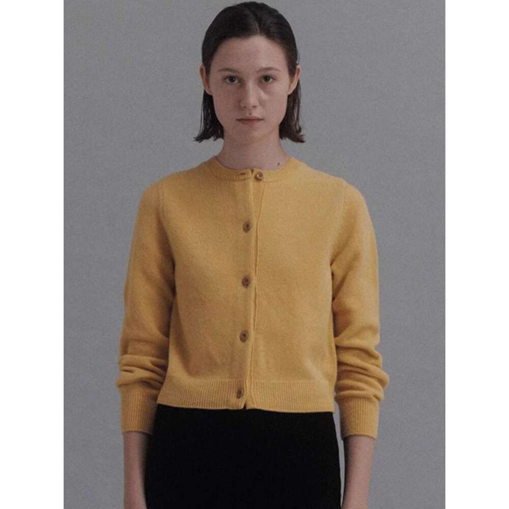 2024 Autumn And Winter New Knitwear Women's Round Neck 100% Wool Cardigan Long-Sleeved Sweater Coat