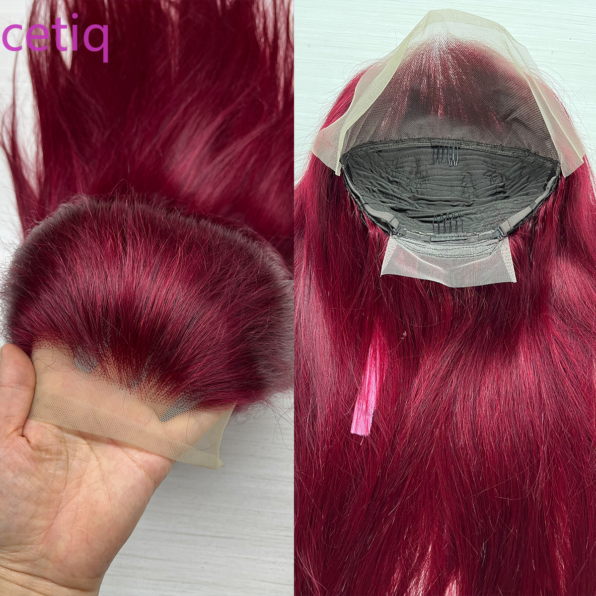 Straight 360 Wig remy 99J Bury Pre-Plucked 13x4 Colored Lace Front red Human Hair Wigs