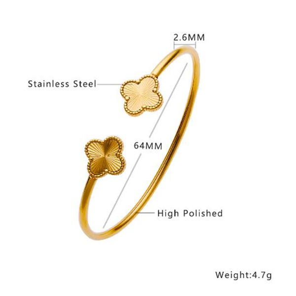 Hot Bracelet European And American Four-Leaf Clover Titanium Steel Bracelet Lucky Grass Stainless Steel Open Brac