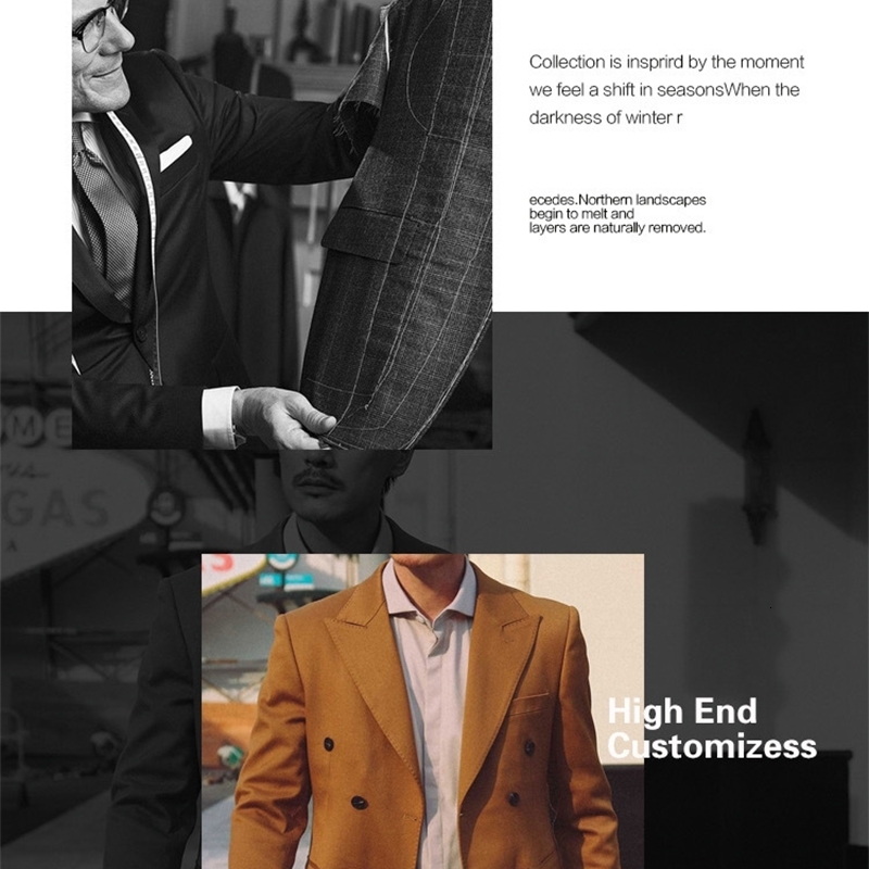 HJ01 Fashion Mens Casual Boutique Double Breasted Suit Trousers Mans Business Jacket Blazers Coat 241025