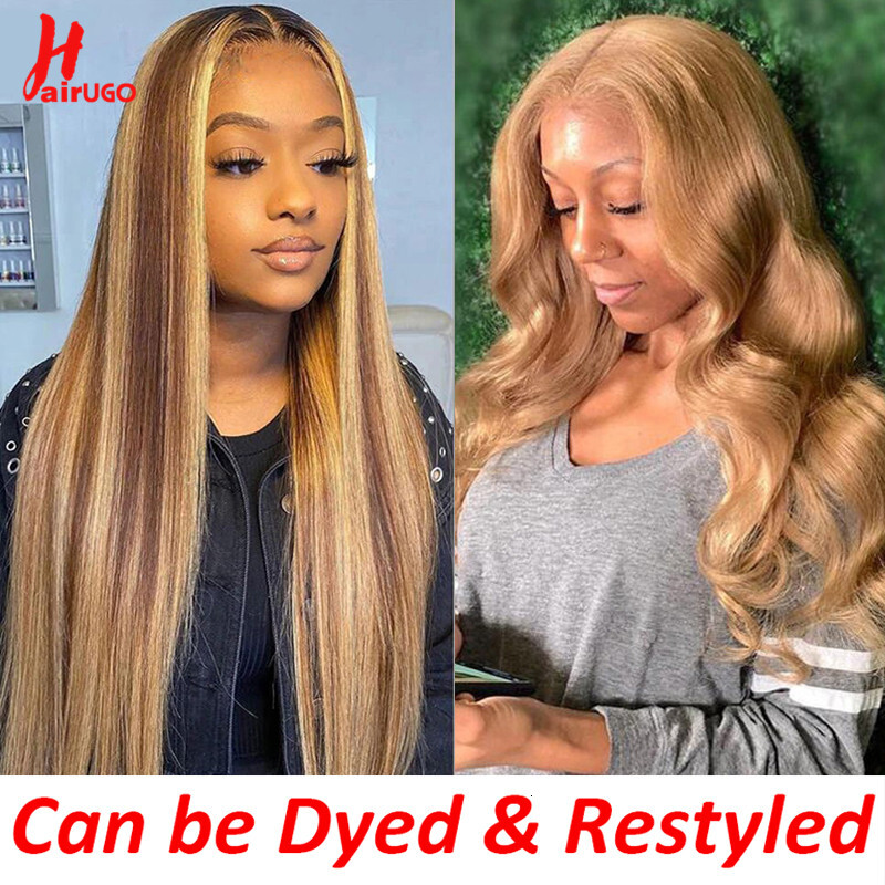 #27 Honey Blonde 13x4 Front 4x4 Lace Closure Remy Straight Human Hair Wigs For Women HairUGo
