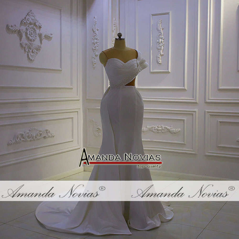Sleeveless Sweetheart Plain Stain 2 in 1 Mermaid Wedding Dress