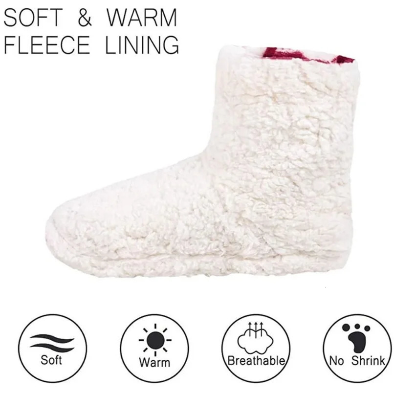 Winter Warm Slipper Womens House Fluffy Christmas Elk Fur Contton Plush S Anti Indoor Flat Fuzzy Female Shoes Home Boots 241025