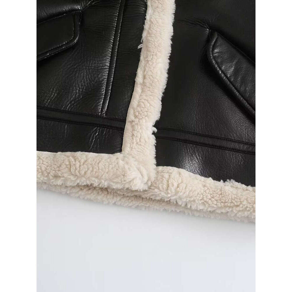 European And American Women's Winter New High-Quality Soft Fleece PU Imitation Jacket Coat Thick Warm Short Leather Jack