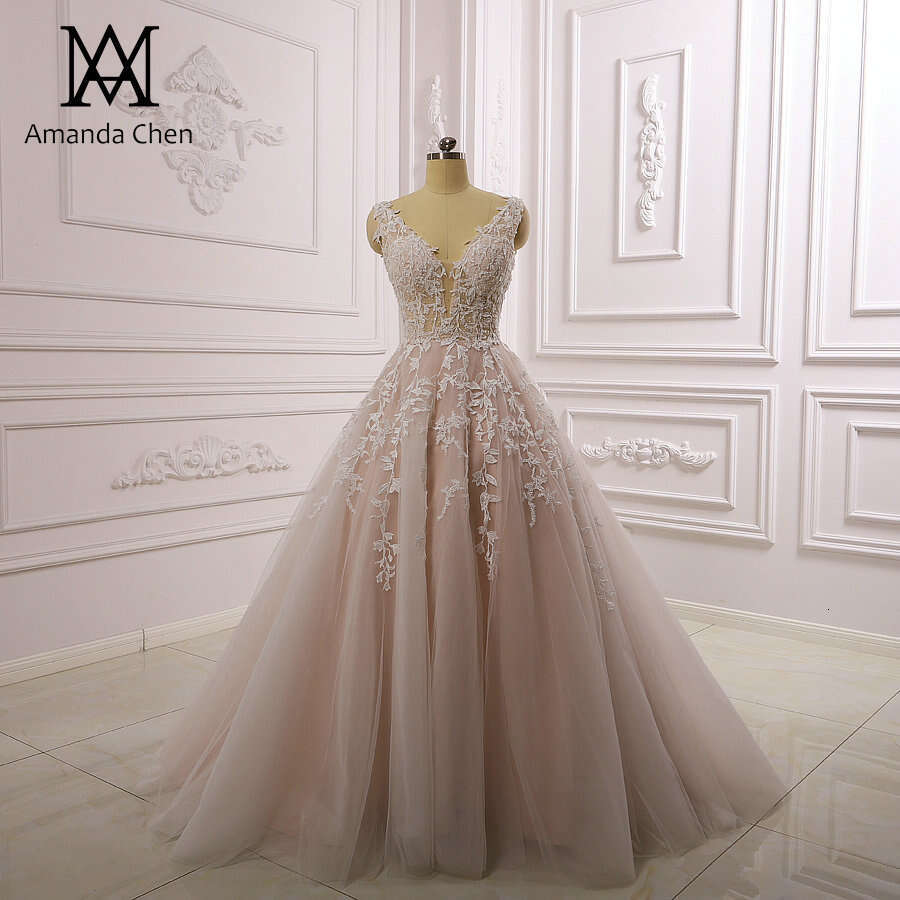 robe soiree Cap Sleeve V-Neck Lace Appliques Simple Elegant Wedding Dress