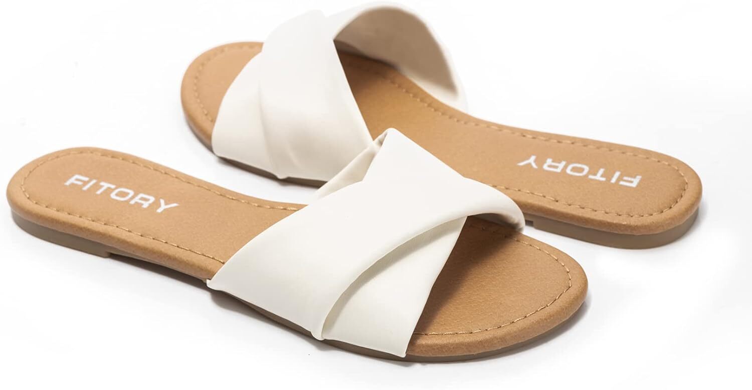 Women's flat sandals fashion slippers paired with soft leather slippers, suitable for summer sizes 6-11