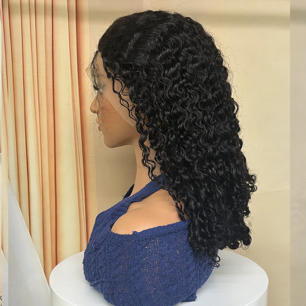V Beauty 12A Double Drawn Bouncy Curly Natural Color Remy Human Hair Wigs 13X4 Lace Frontal 250% Density Wig