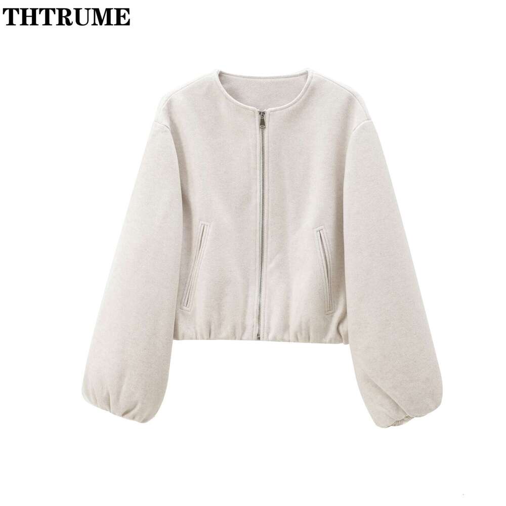 Elegant Solid O-Neck Jackets Fashion Women Long Sleeve Autumn Knit Zipper Coats Casual Thick Vintage 2024 New Retro Female Coat