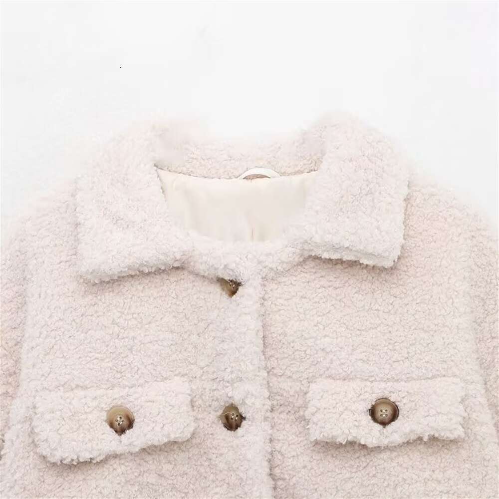 Bm&Md&Za 2024 Autumn New Women's Clothing Style Simple Collar Thickened Lamb Wool Fleece Loose Jacket Coat
