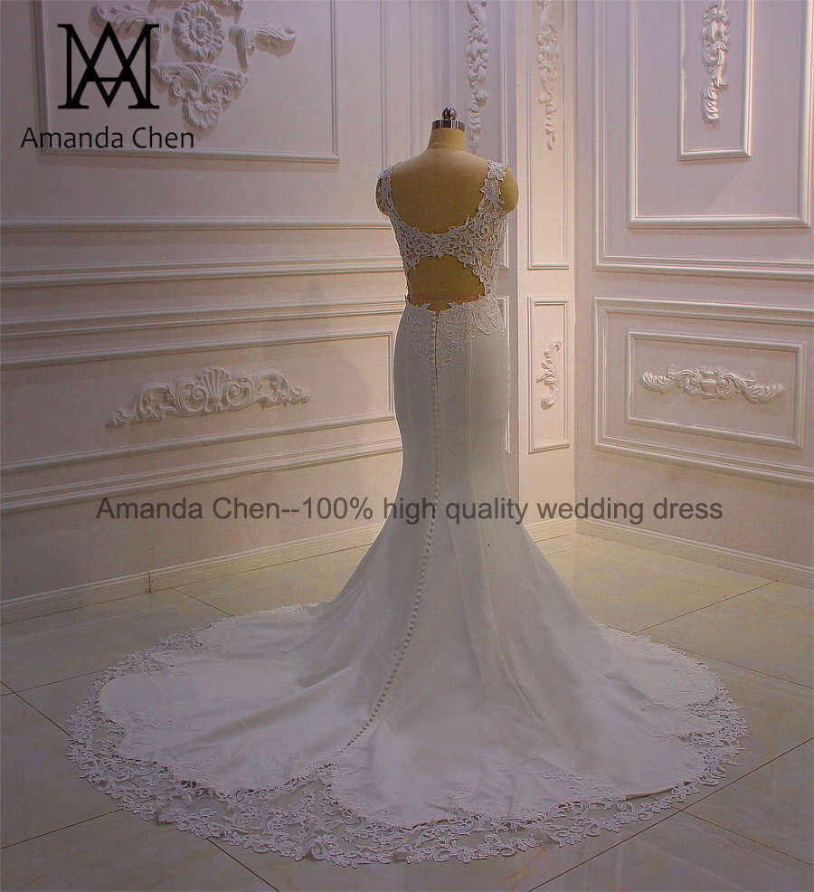 bride dress Simple Elegant Cap Sleeve Lace Appliques Keyhole Back Beach Wedding Dress