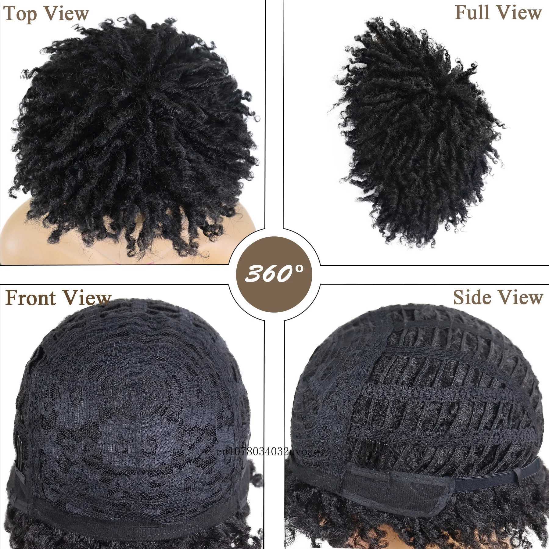 Womens synthetic braided wig crocheted twisted hair short hair African wig womens dreamy lock wig black daily curly cool girl bouncing M241028 - view 7