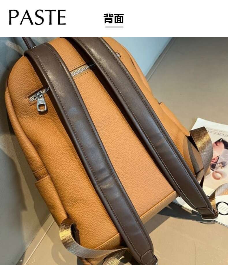 New Natural Cowskin 100% Genuine Leather Women Backpack 2024 Beige Hit-Color Large Capacity Shoolbag For Laptop College Girl