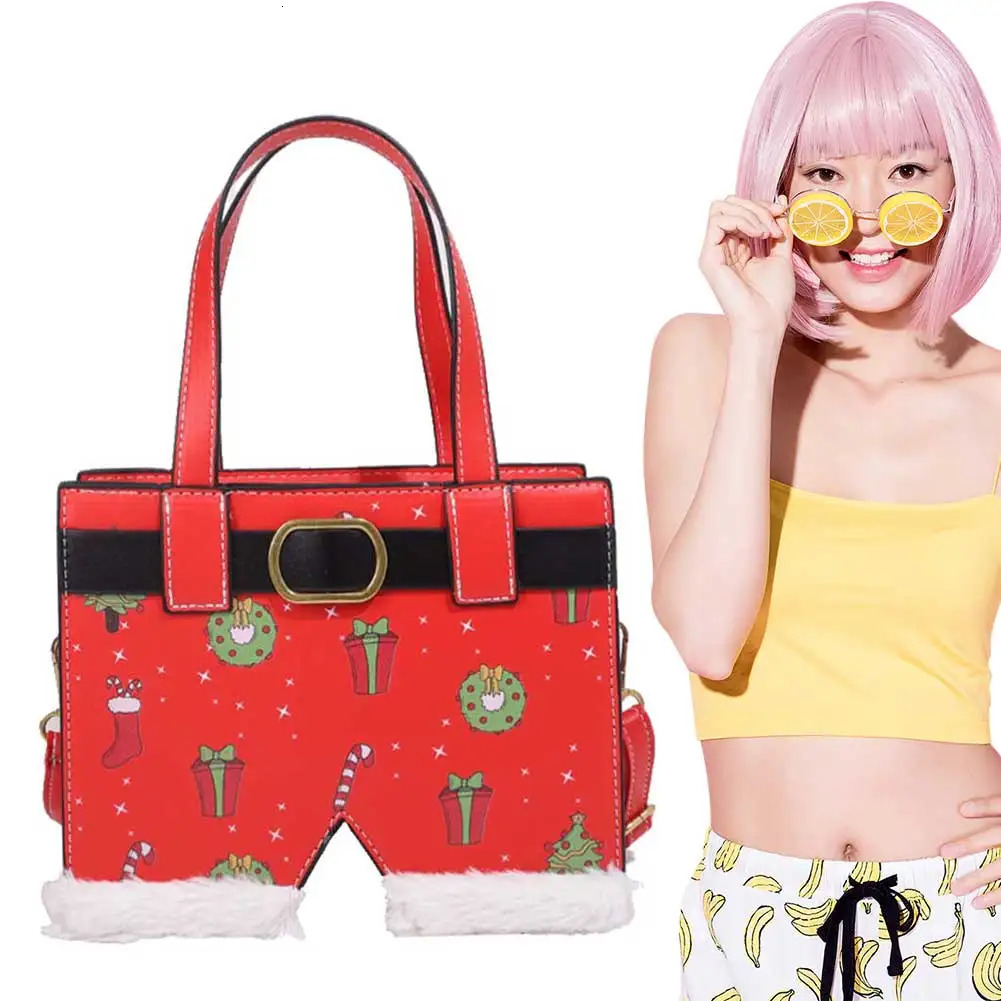 Santa Pants Creative PU Shoulder Bag Large Capacity for ChristmasGift Box Type 241025
