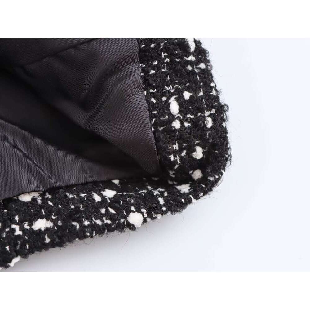TWomen Vintage Soft Tweed New Fashion High Street Short Fall Winter Coat Double-Breasted Jacket