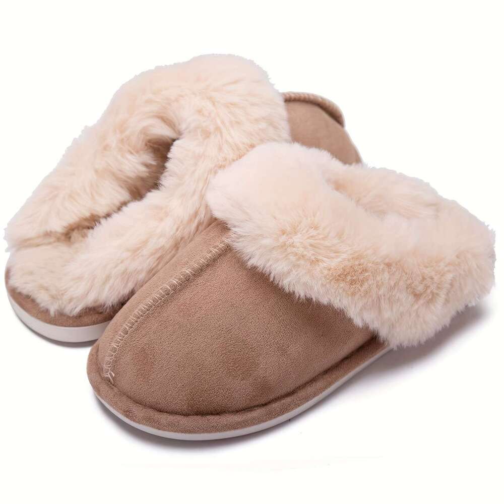 Cozy Plush Women - Slippers with Memory Foam, Non Sole, Slip On Design, Soft Indoor Bedroom Shoes for Ultimate Comfort and Relaxation