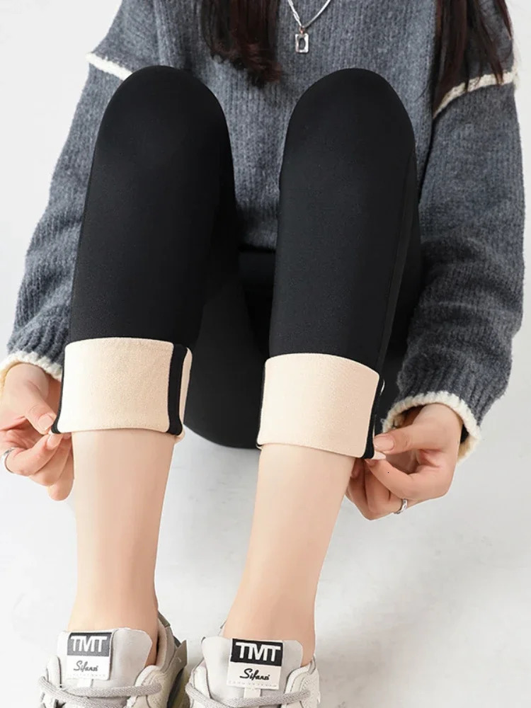 Black Pocket Womens Clothing Long Legs Velvet Autumn Tight Wool High Waist Pencil Pants Womens Sexy Winter Long Legs 241028