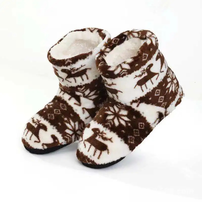 Womens Slippers Winter Floor Shoes Indoor Home Christmas Elk Fur Cotton Plush Anti S Non Slip soft deer Warm Female Boots 241025