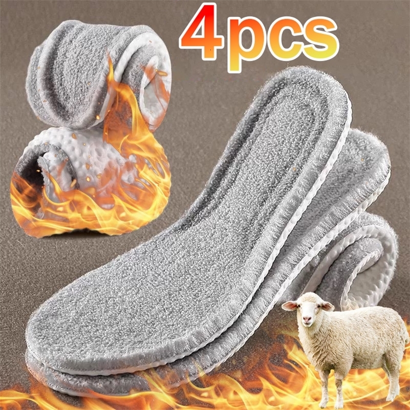 Fleece Self-heating Thermal Insoles for Feet Winter Thicken Wool Memory Foam Shoe Pads Men Women Elastic Snow Boots Sports Shoes 241010