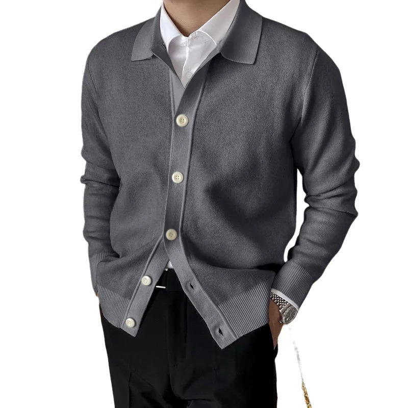 Mens Cardigan Sweater Long Sleeve Button Down Casual Collared Slim Fit Knit 241024