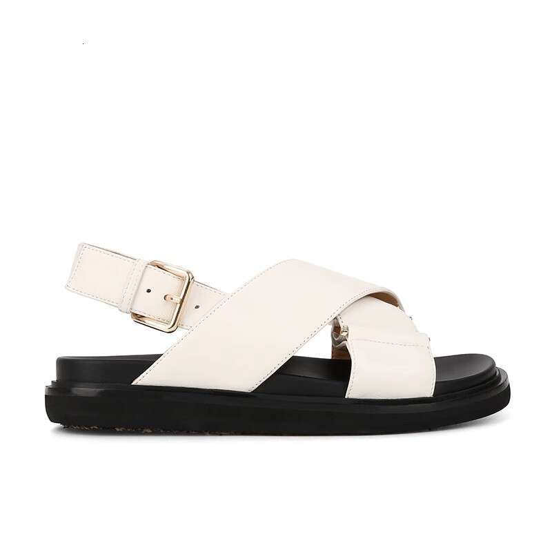 TOPHQWS Genuine Leather Brand Women' Flat Casual Slip On Platform Roman Sandals 2024 Trend Summer Shoes Slippers