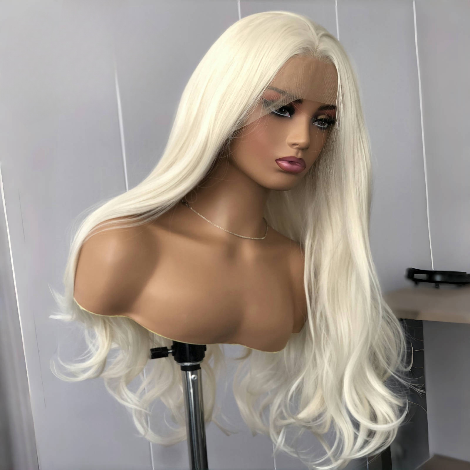 RDY Platinum Blonde Loose Wave Synthetic Lace Front Wig Glueless Sier White Natural Wavy Hair Frontal Wigs for Women Daily Use