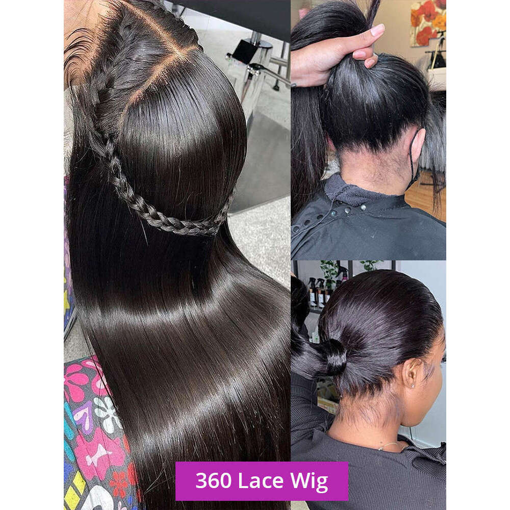 HD Bone Straight Full Lace Frontal Human Hair Wig Brazilian Preplucked Bleached Knot x Transparent Front