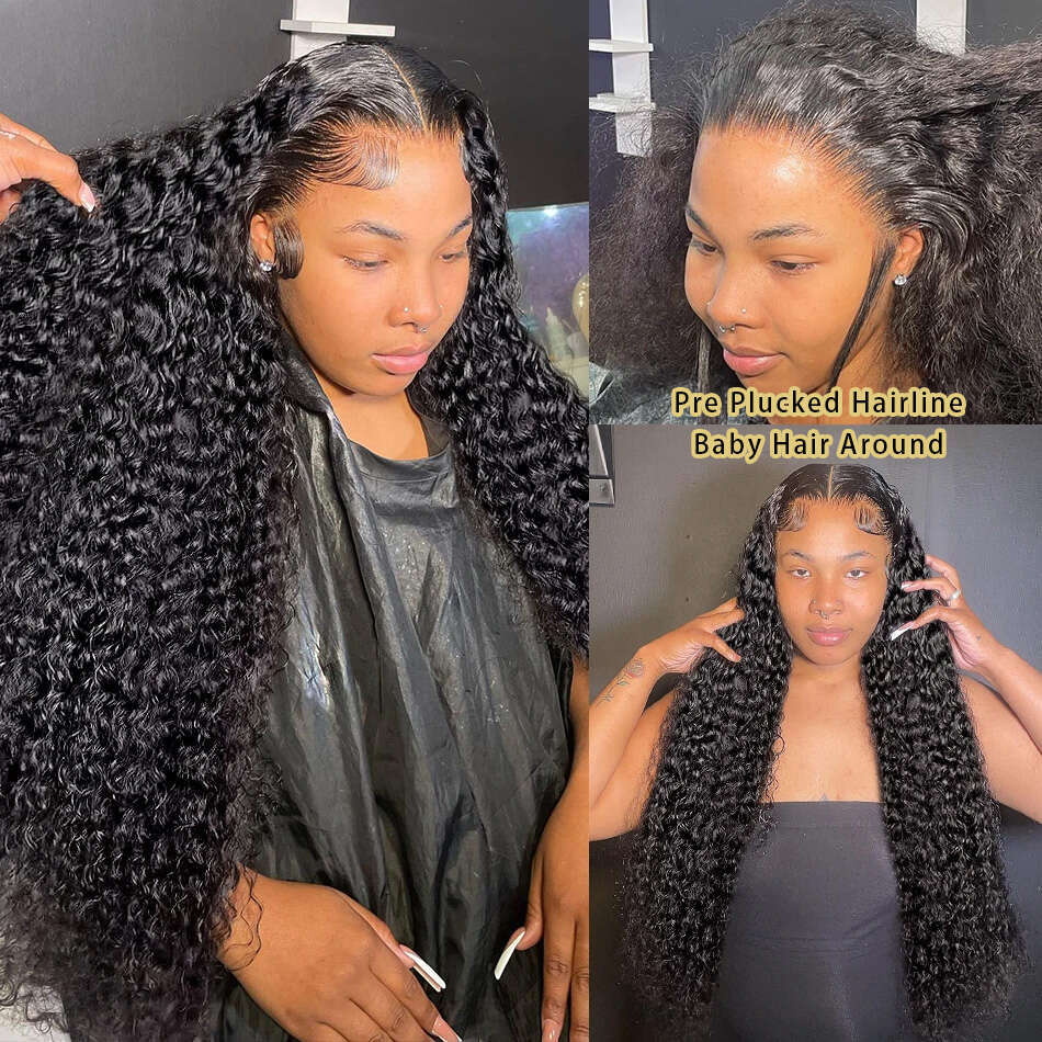 Density x Deep Wave Wig Brazilian Hair Hd Lace Front Curly Frontal Human Wigs For Black Women