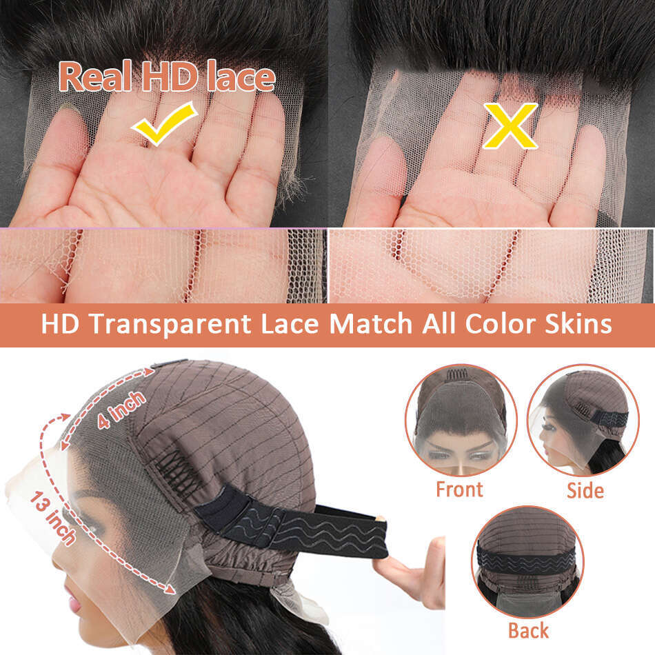 Inch x Body Wave Lace Front Human Hair Wig Brazilian Remy Water Transparent Frontal Wigs For Women