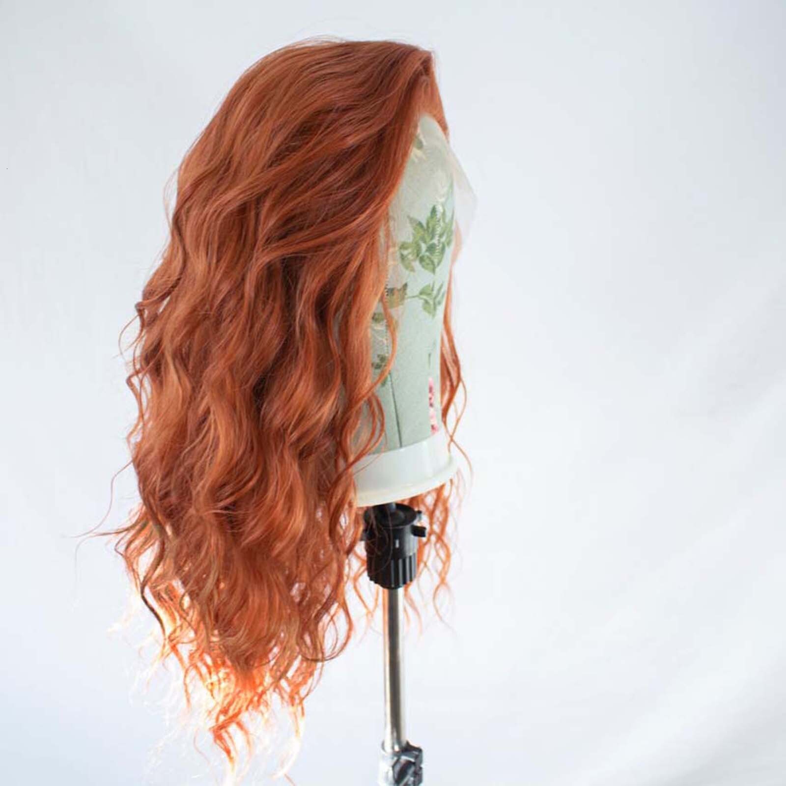 Orange Synthetic Lace Front Curly Bob Wig Deep Wave Ginger Brown Auburn Colored Short Wavy Hair Wigs for Women