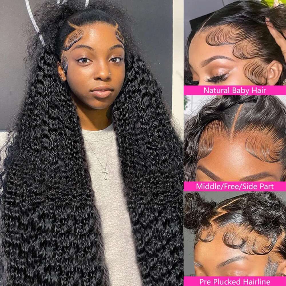 Kinky Curly Wigs Human Hair x HD Lace Frontal Wig Afro Glueless Front Closure Sale