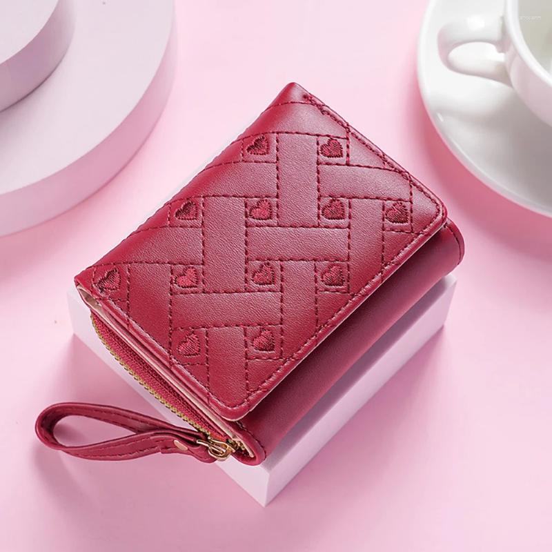 Free Shipping Wallets Trendy Heart Women Gifts Portable Large Capacity PU Leather Girls Bag Banknote Storage Card Holder Cute Purses