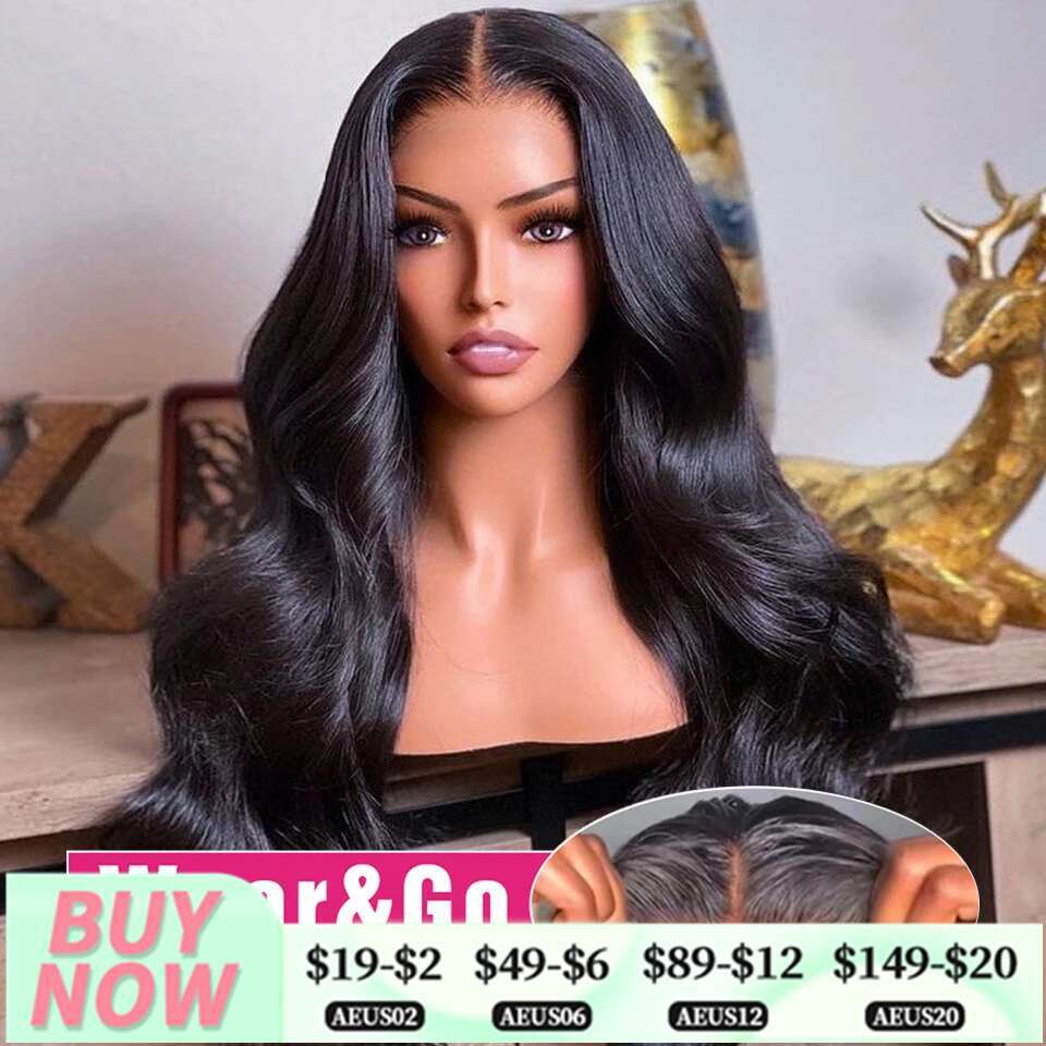 Ready To Wear Prelucked Human Body Wave Hair Wig Glueless x Lace Closure Transparent Upgrade Pre cut For Women