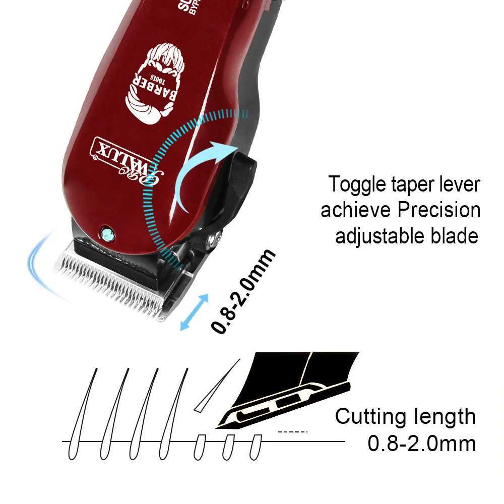 WALUX Professional AC220-240V Hair Clipper 10W Powerful Hair Trimmer Home Man Shaver 2M Cable Hair Cutting Machine 8 Guard Combs W241212