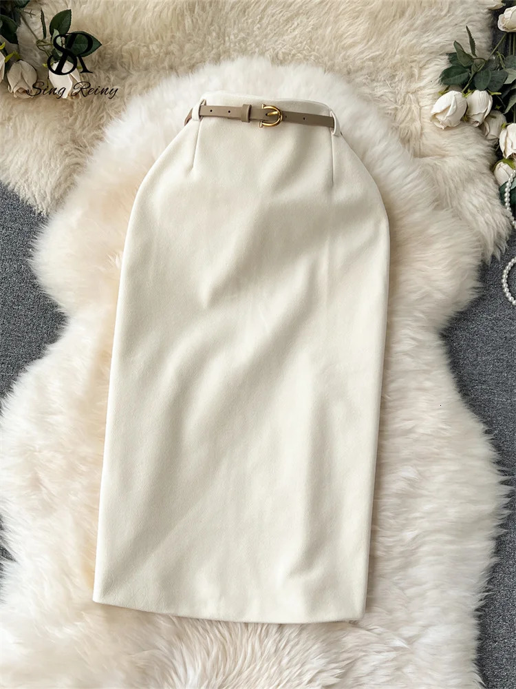 Singreiny Temperment Women OL Skirt Solid Zipper Strap Fashion High Street Korean Style Fashion Basic Slimming Skirt 241028