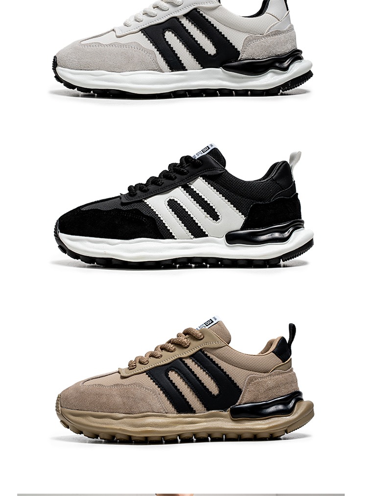 2024 autumn new men's leather thick soled dad shoes student casual sports shoes niche men's shoes dh910320090