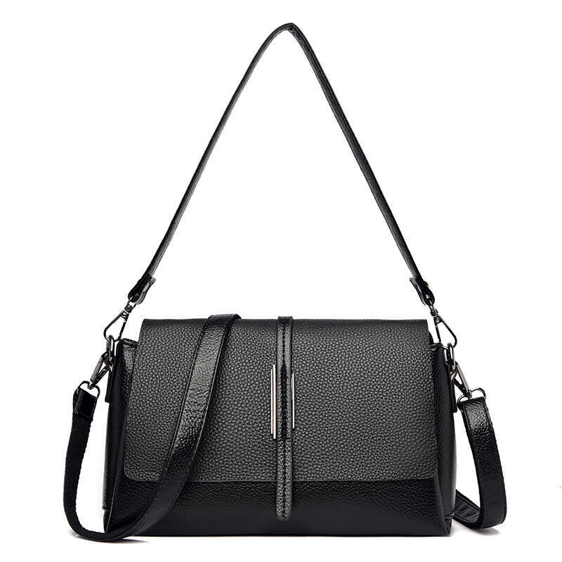 Solid 2025 color Cow Handbag Female Messenger Tote Sac High Quality Genuine Leather Women Crossbody Shoulder Bags