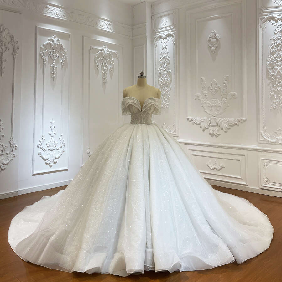 Good Price Off The Shoulder Sparkg Ball Gown Bridal Wedding Dress