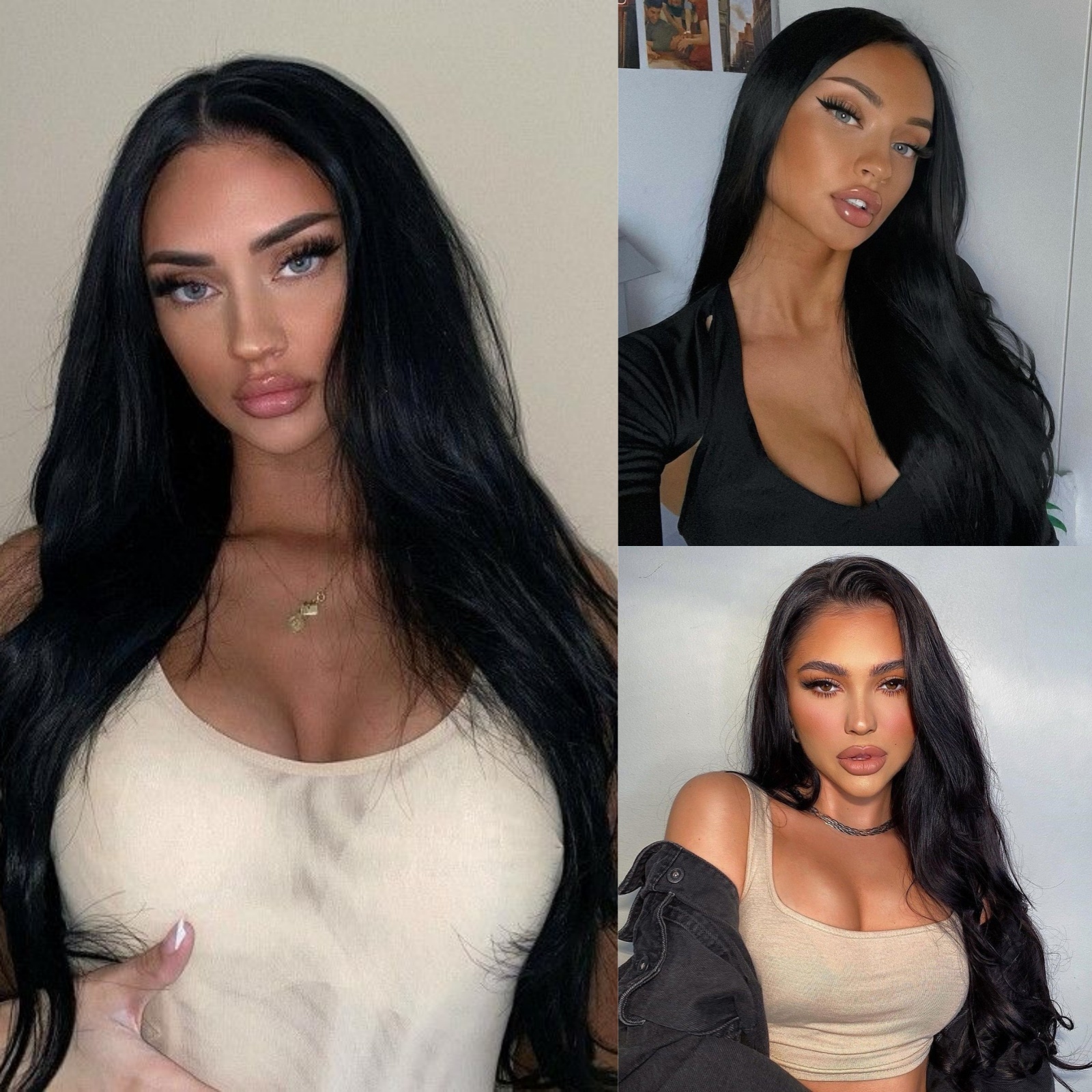 Black Long Natural Wavy Synthetic Front Wig Glueless Curly Body Wave Brunette Hair Lace Frontal Wigs for Women Party