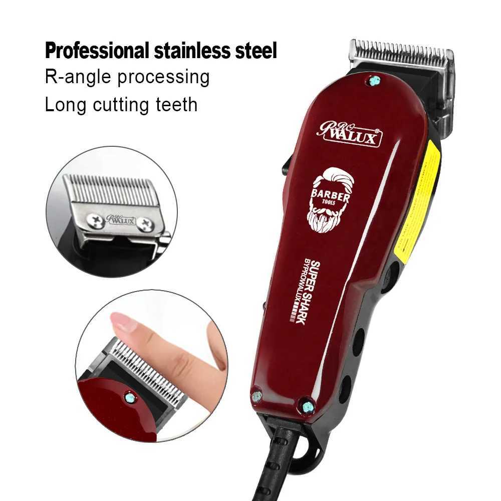 WALUX Professional AC220-240V Hair Clipper 10W Powerful Hair Trimmer Home Man Shaver 2M Cable Hair Cutting Machine 8 Guard Combs W241212