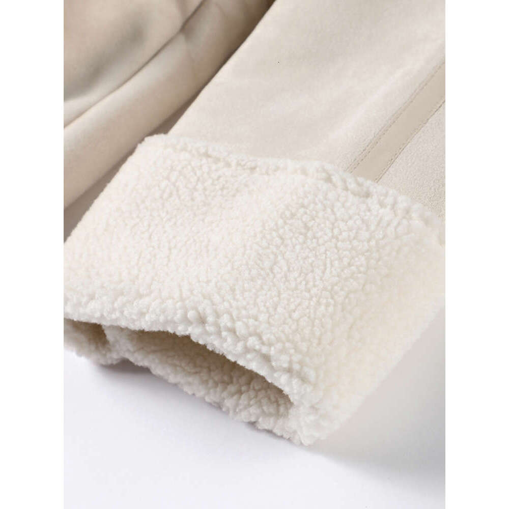 2024 Winter Plush Leather Fur Coat Women Veet Lapel Long Sleeve Zipper Pocket Coatts Elegant Warm Thicken Loose Jacket Overcoa