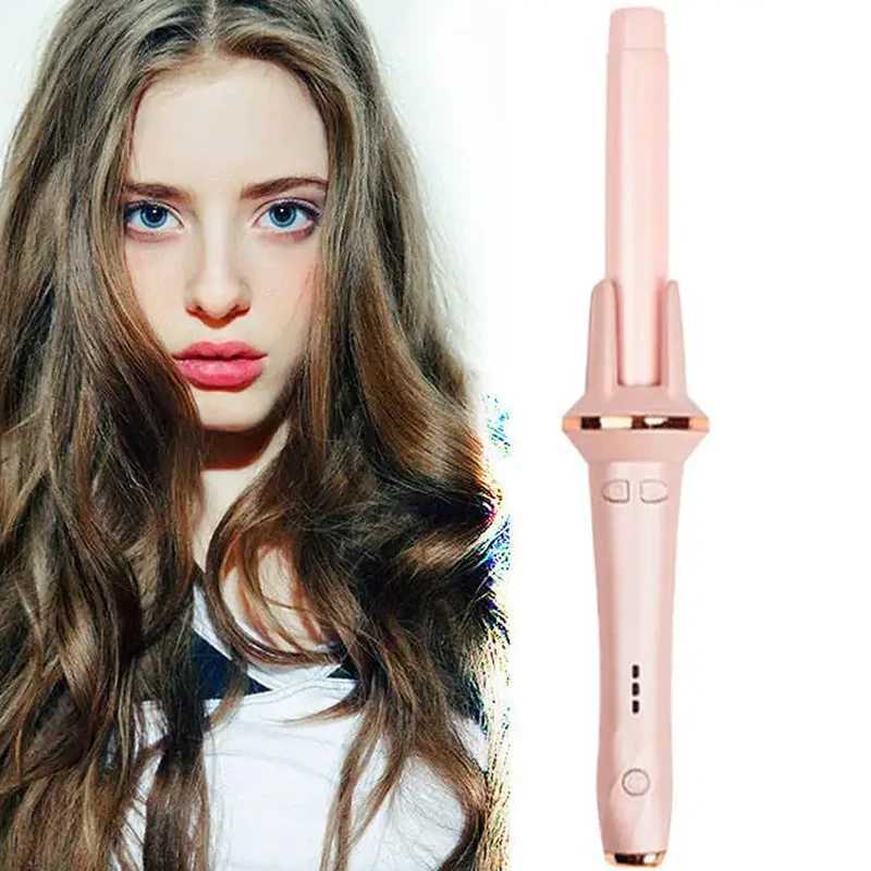 LCD Automatic Curler Rotating Curling Iron Ceramic Professional Hot Hair Stick Portable Air Rotating Curling W241231