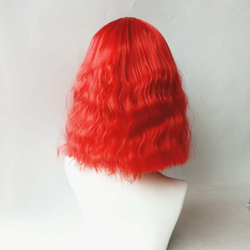 Hot selling wig for women, bright red shoulder-length wool curls, Halloween cosplay prop wig headpiece