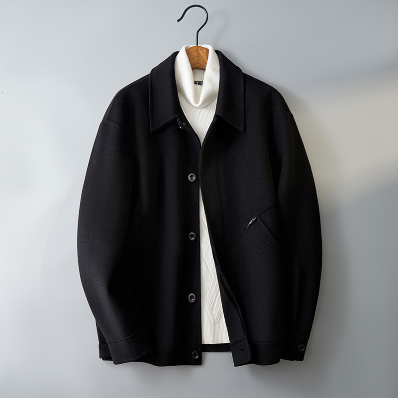 2024 new designer men's high-end cashmere jacket 2024 spring and autumn new double-sided short casual wool coat