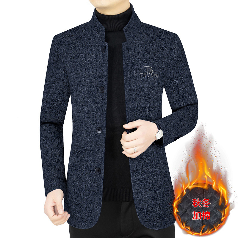 Cotton 2024 autumn and winter new designer series stand collar middle-aged men's wool jacket casual top high-end jacket
