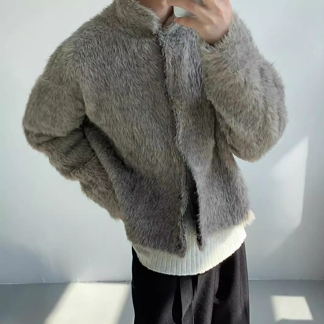 2024 New Designer Korean Short Street Fashion Brand Jacket High Sense Collar Knitted Sweater for Men